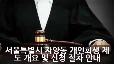 서울특별시 자양동 개인회생 제도 개요 및 신청 절차 안내
